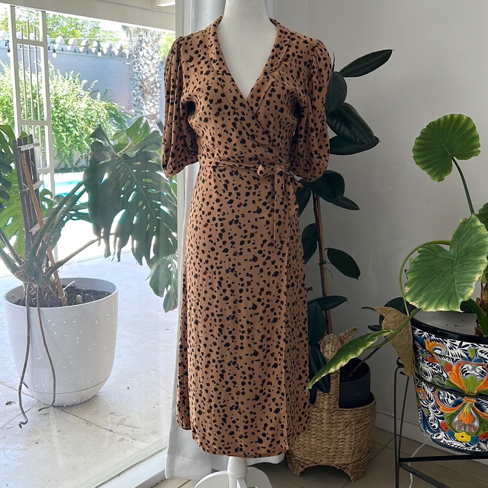 Rouje Louisa Leopard Print Wrap Dress 34